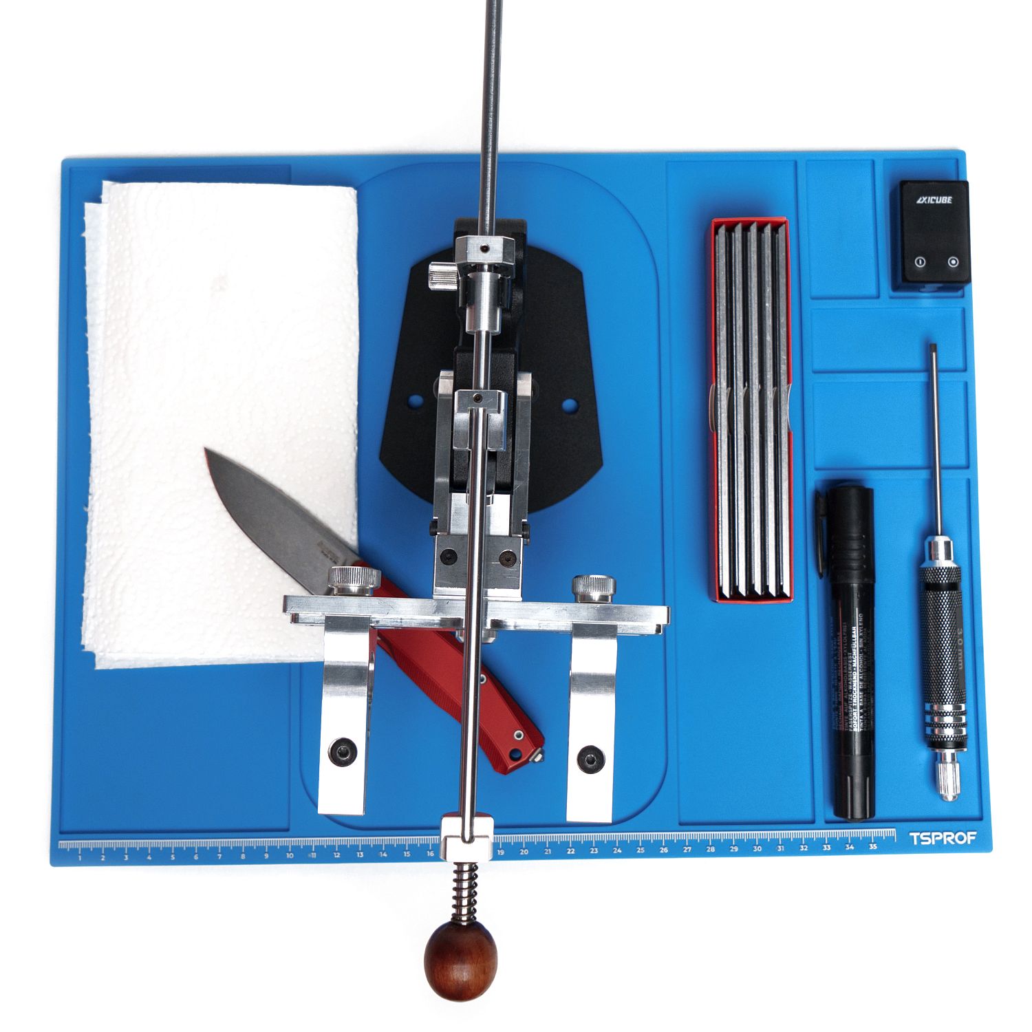 Коврик TSPROF для сборки, разборки, заточки ножей (синий)